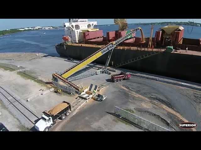 TeleStacker® Conveyor and RazerTail® Truck Unloader Loading Ships in FL