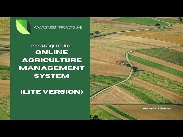 PHP and MySQL based Agriculture Management System