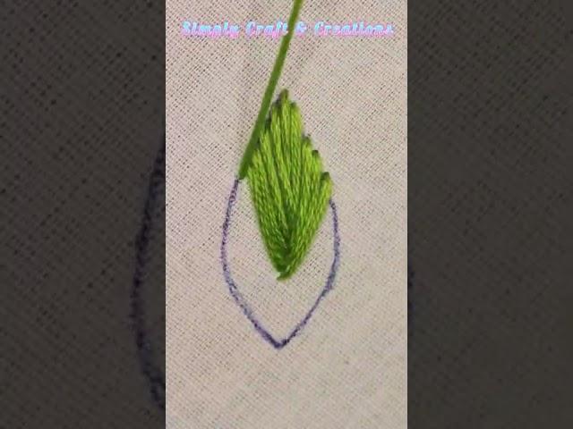 Hand Embroidery / Leaf Embroidery with fishbone stitch / Beautiful Embroidery / Learn Embroidery