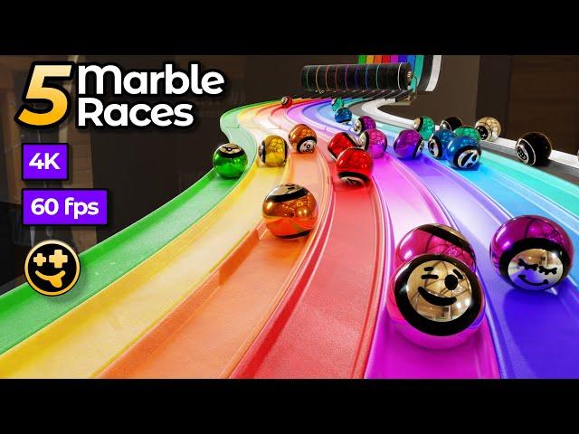 Awesome Marble Race (5-Race Marble Championship)  | #marblerace #marbles #marblerun #blender #60fps