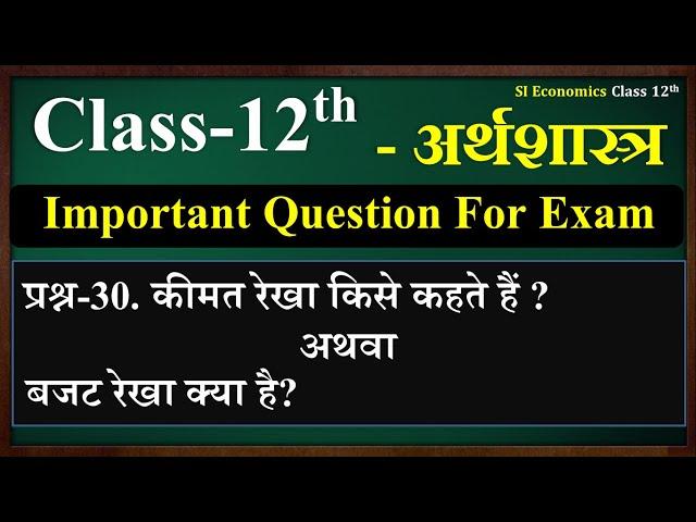 कीमत रेखा किसे कहते हैं अथवा बजट रेखा क्या है | Class 12 very important question for exam | History