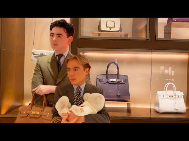 A Christmas day at Harrods: looking at Hermes Birkins after visiting the Food Hall for chocolate