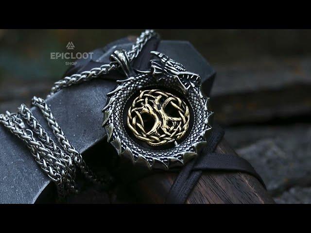 Jormungandr Surrounds Yggdrasil Necklace - Epic Loot Shop