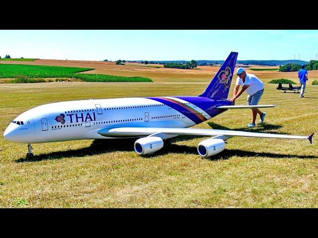 STUNNING ! GIGANTIC ! 102KG XXXL RC AIRBUS A-380 / SCALE MODEL TURBINE JET AIRLINER / FLIGHT DEMO !