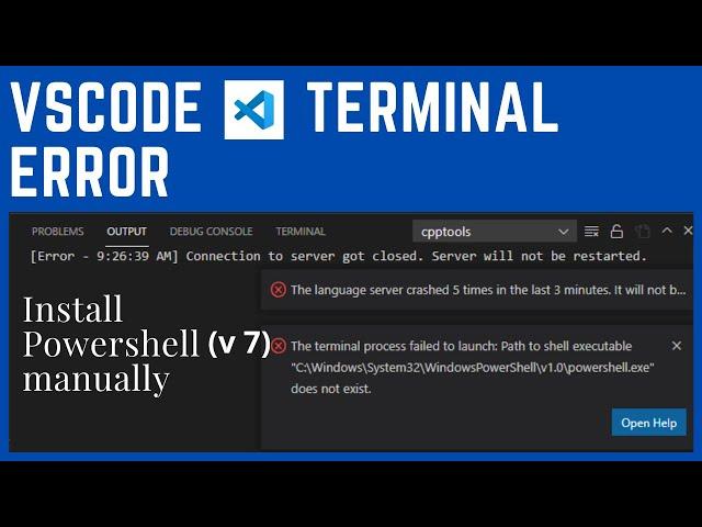 VSCode Terminal Error Fix | Install Powershell (v7) manually | Powershell missing error fix | 100%W