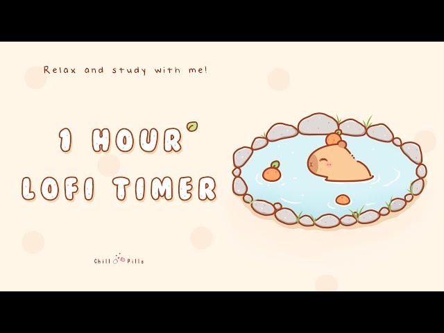 1 Hour - Relax & study with me Lofi | Cozy capybara #timer #1hour #1hourloop #lofi