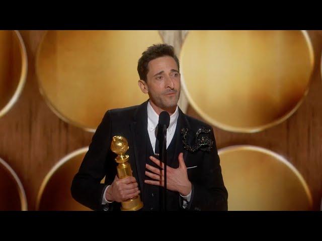 Adrien Brody Wins Best Male Actor – Motion Picture – Drama | 82nd Annual Golden Globes