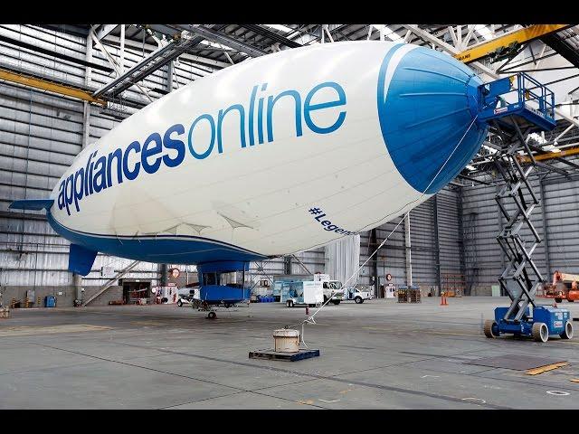 Timelapse of the Appliances Online Legendary Blimp being constructed in a hangar - Appliances Online