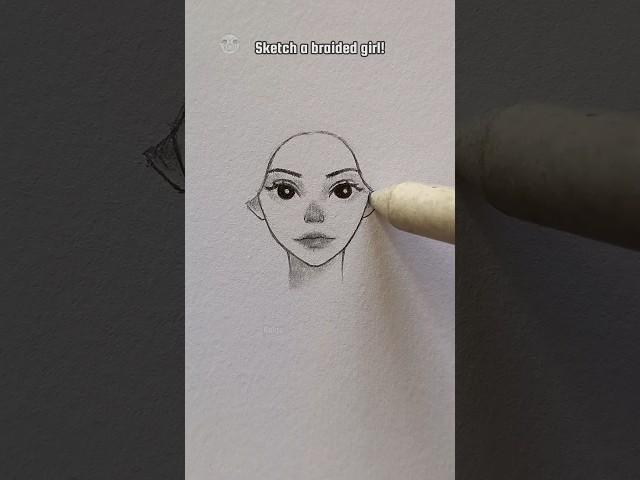 Sketch a beautiful girl with a braid