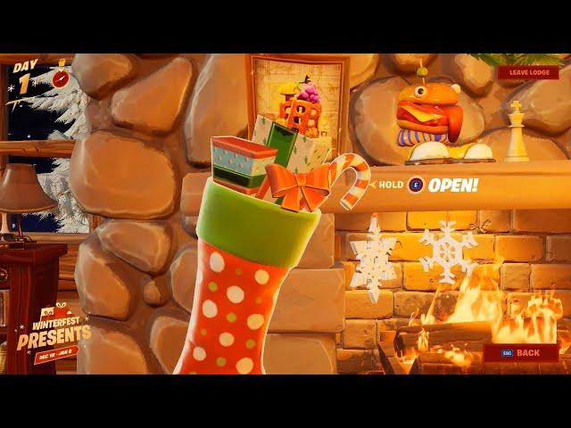 Fortnite Star Wars Challenges Day 1: Search Holiday Stockings in the Winterfest Cabin