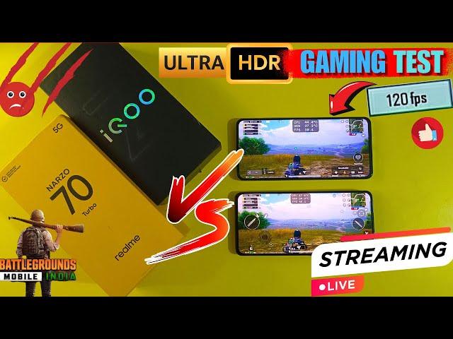 BGMI 120 FPS TEST - Realme Narzo 70 Turbo Vs iQOO Z9 Vs Realme P1 Speed Live Gaming Test Stream