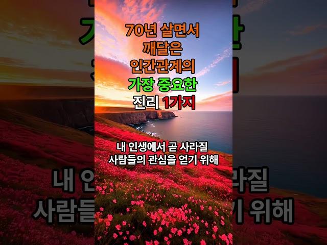 70년 살면서 깨달은 인간관계의 가장 중요한 진리 1가지#삶의지혜#인생조언#좋은글 #명언