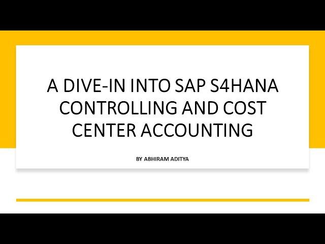 SAP S4HANA Cost Center Accounting - Part 1 | AC SAP Consulting