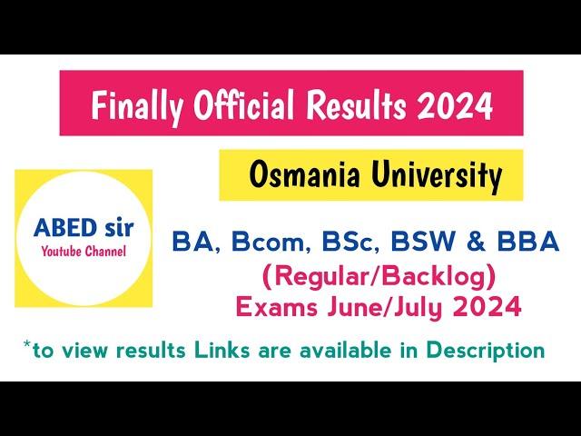 Finally OU Degree official Results OUT June 2024 Regular Backlog @ABEDsir