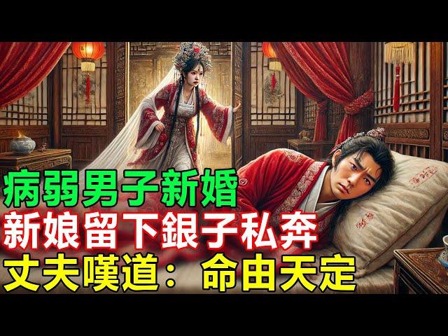 民間故事：病弱男子新婚，洞房夜新娘留下銀子私奔，丈夫嘆道：命由天定