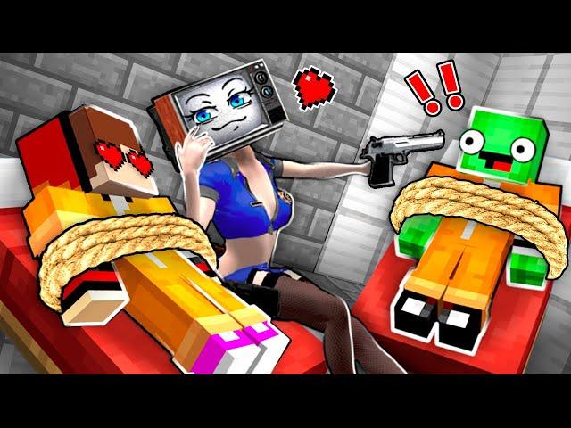 TV WOMAN POLICE FELL in LOVE with JJ in PRISON! Mikey and JJ JAILBREAK in Minecraft - Maizen