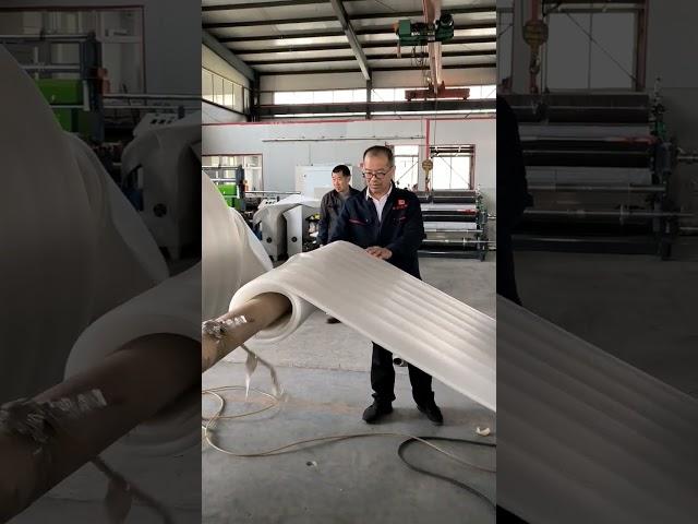 EPE foam sheet extrusion line produces 15mm thick sheets #foamline #foamextrusion #foamsheets