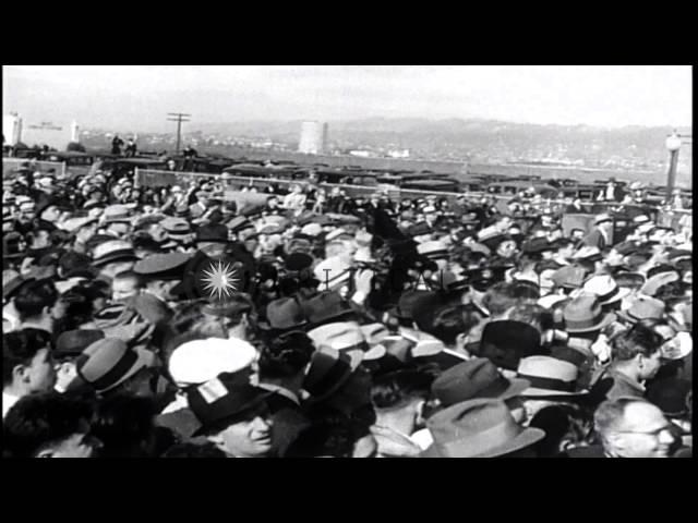 Amelia Earhart successfully spans a 2400-mile course over the Pacific. HD Stock Footage