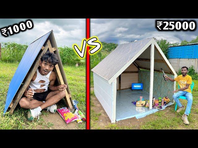 Overnight Survival Challenge || Low Budget Pvc Penal House Challenge || ₹1000 vs ₹25000  Challenge