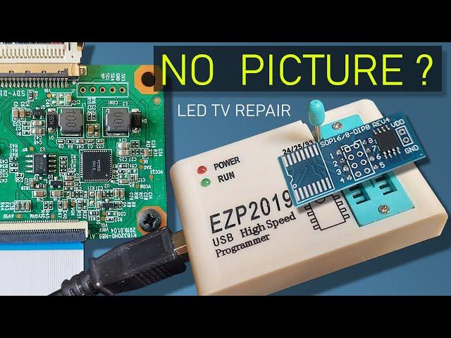 No Picture on LED TV Screen? How to Program T-Con Memory IC by EZP2019+ ,  HV320WHB-N86 Firmware Bin