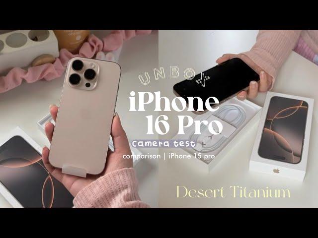 Unboxing iphone 16 pro   (Desert Titanium) + cute accessories (ASMR) aesthetic, mini vlog 16 pro