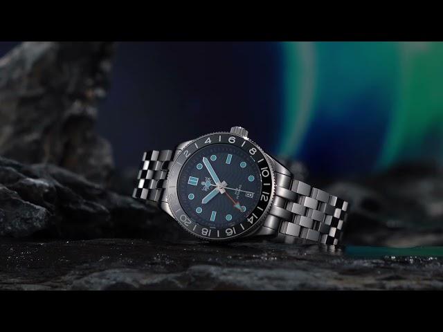 PHOIBOS WAVE MASTER GMT 200M Automatic Diver Watch PY049C Black