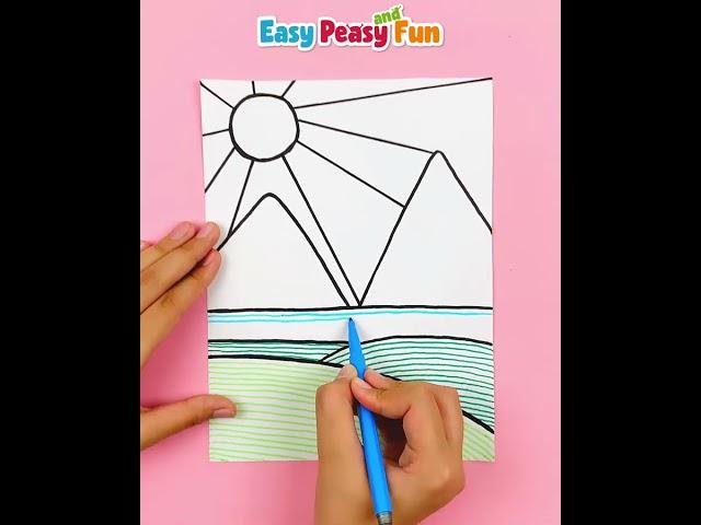 Easy Art Project Landscape Lineart Idea