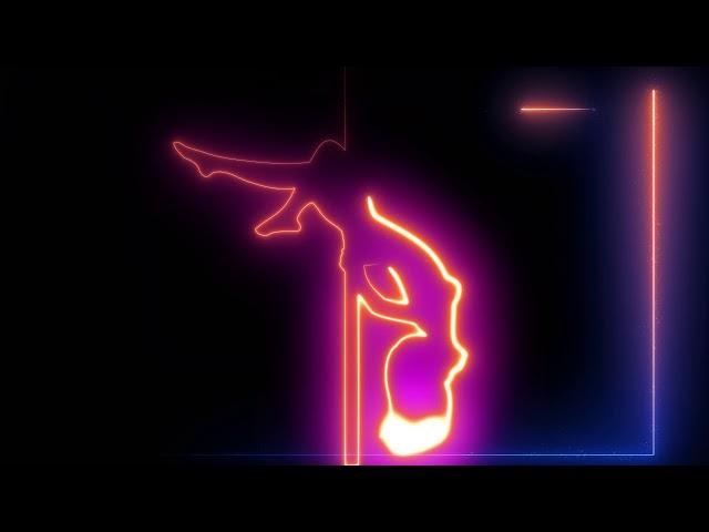 60:00 Minutes / Abstract Neon Glowing Pole Dancer Outlined Silhouettes Video Background Loop 4k