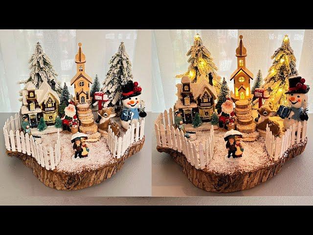 Diy Christmas Decorations ideas!Decoratiuni de Craciun Aranjament cu peisaj de iarna si om de zapada