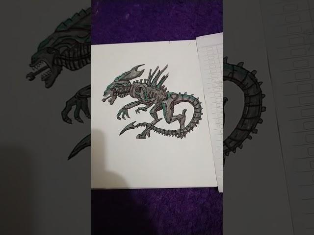 old vs new,my drawing from artland queen xenomorph!!