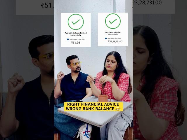 Right financial advice, wrong bank balance  ft. Meher Malhan #shorts #viral #finance #ad