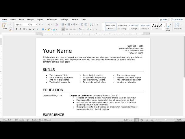 How to Make a Resume with No Work Experience in Microsoft Word (latest)