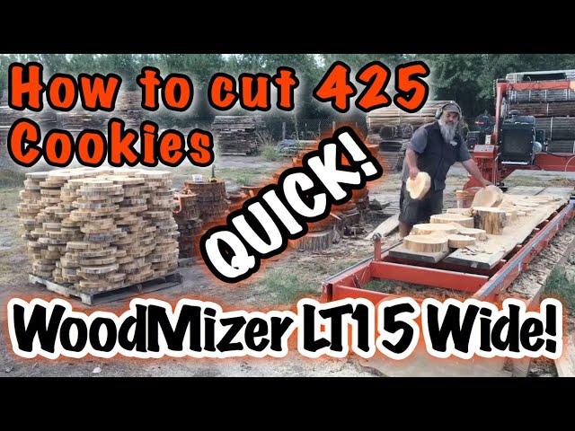 DIY Cookie wall cutting on WoodMizer LT15 Wide Head sawmill, Cypress Cookies for wall decorations