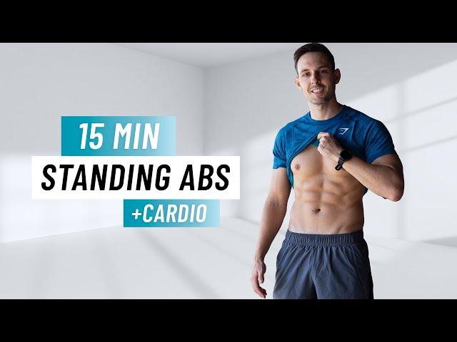 15 MIN STANDING ABS & CARDIO WORKOUT - Burn Fat & Sculpt Sixpack Abs