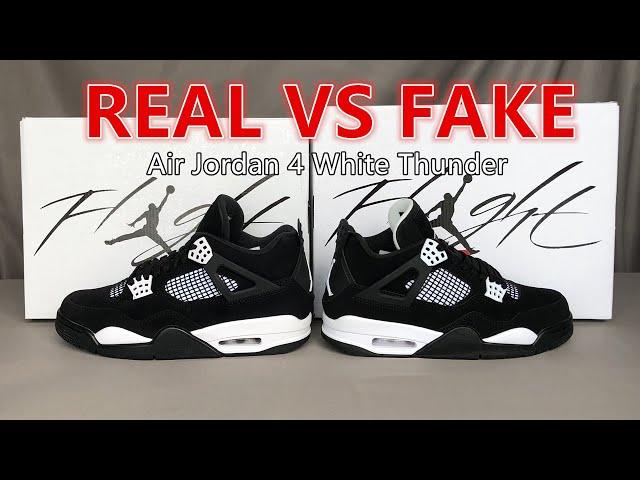 Real vs Fake Air Jordan 4 White Thunder from Suplook