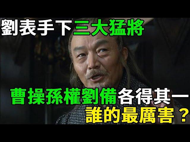 劉表手下三大猛將，曹操孫權劉備各得其一，誰的最厲害？諸葛亮一句話說出真相
