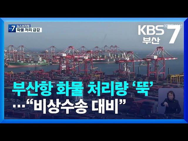 부산항 화물 처리량 ‘뚝’…“비상수송 대비” / KBS  2022.11.28.