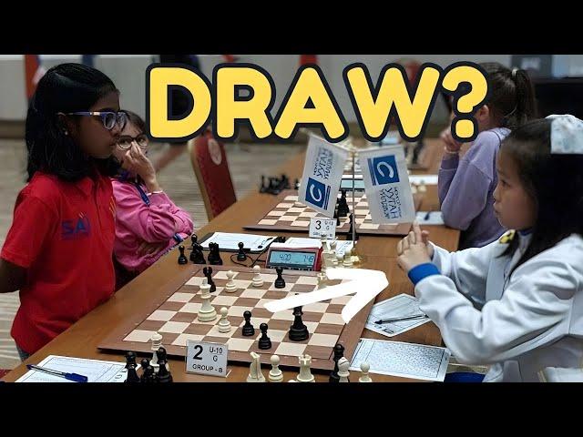 Did the 10-year-old correctly offer the draw? Leah Joseph vs Ider Tselmuun