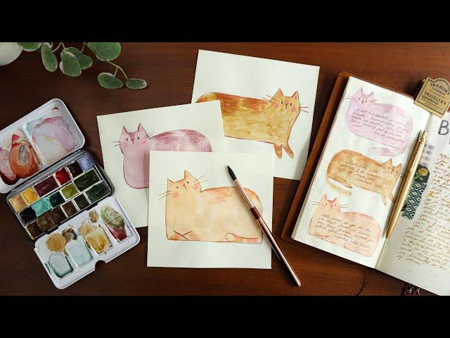 Cute Cat Journal Spots TUTORIAL | Watercolor For Journalers