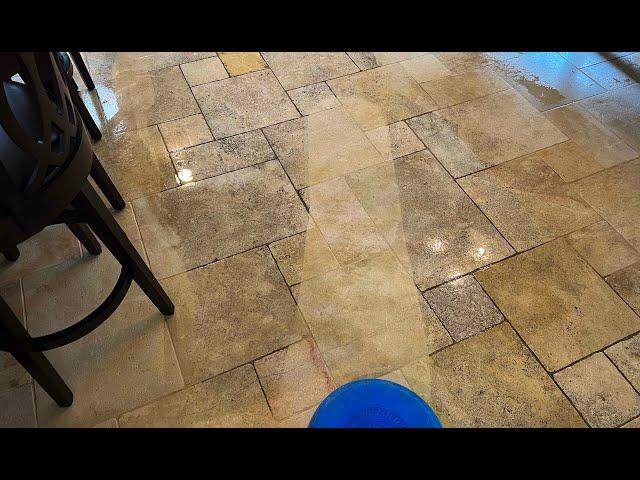 Unbelievably Dirty Stone Floors! Travertine Restorative Deep Cleaning!