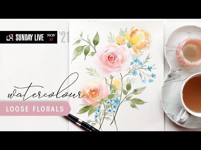 Loose Watercolour Flower Painting - Live