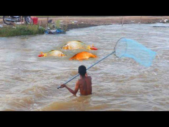 New Fishing In Flood Season, Amazing Fishing Skills In River 2024