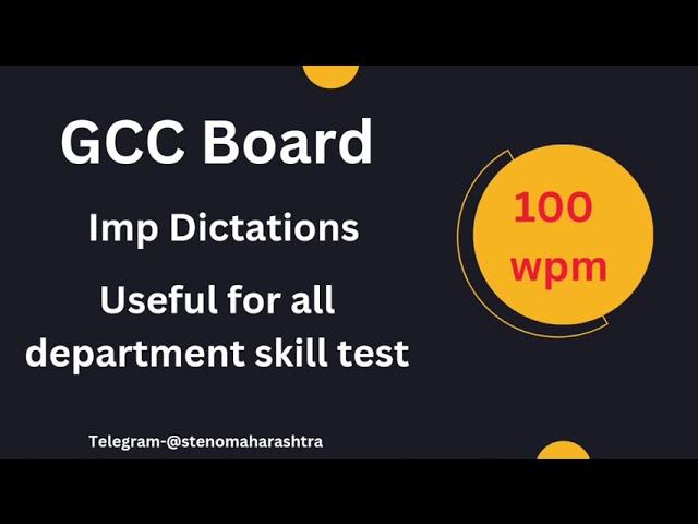 100 wpm English Dictation | Gcc Question Paper | English Shorthand Dictation 100 wpm |