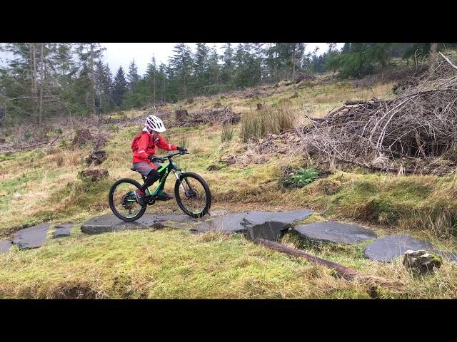 Cuda Impact Full Suspension 24 inch kids mtb review   mountain bike in action over a rock garden