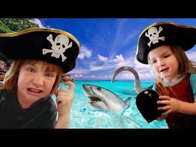 PiRATE FAMiLY  vs  SHARKS   Adley & Niko lost at sea! the floor is water! abandoned ship escape!