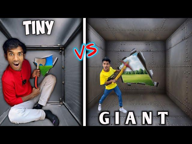 TINY VS GIANT UNBREAKABLE BOX CHALLENGE !  *TRAPPED INSIDE CHALLENGE*