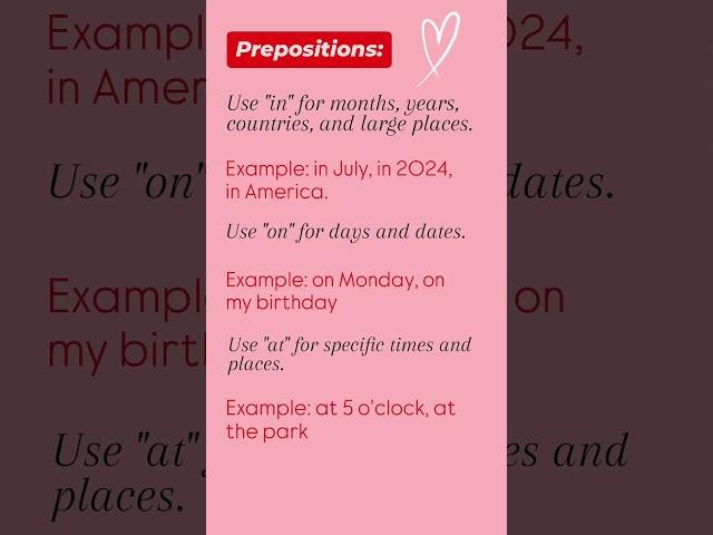 Prepositions "in", "on", "at" - [ Basic Rule  ]