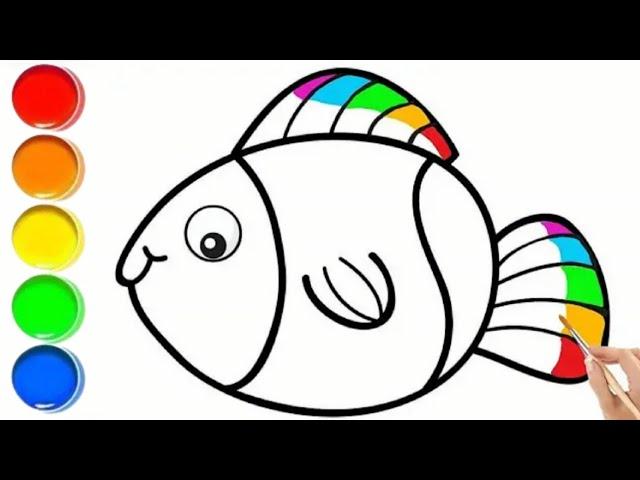 Easy Fish Drawing and Painting Tutorial for Kids & toddlers 