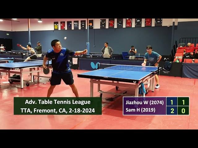 Wang Jiazhou (2074) vs Sam Hsieh (2019) at TT America Sunday League, Fremont, on 2/18/2024