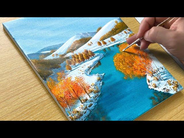 How to Draw a Winter Scenery / Acrylic Painting